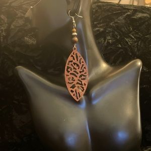 “Beautiful in Brown” Bohemian Wooden Filigree Dangle Earrings